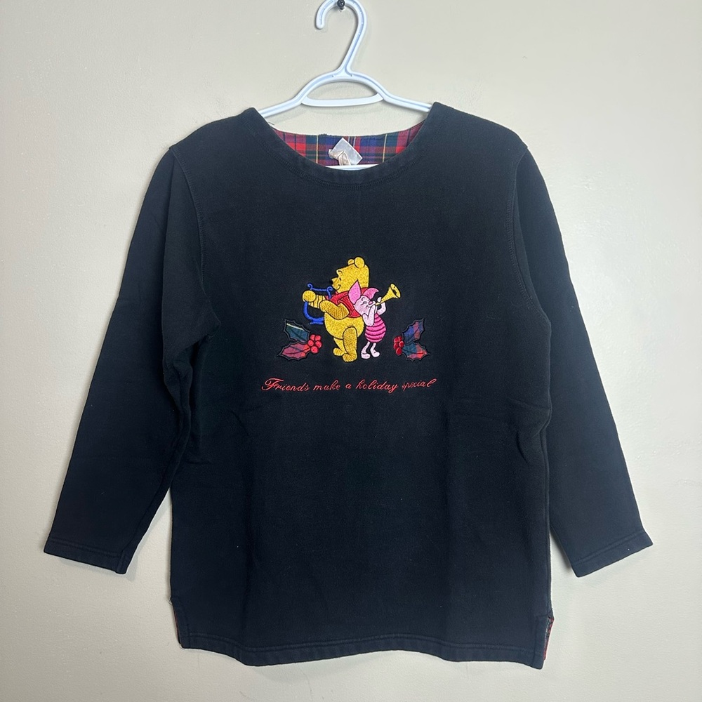 Disney Size S Black Sweatshirt with Winnie the Pooh Embroidery